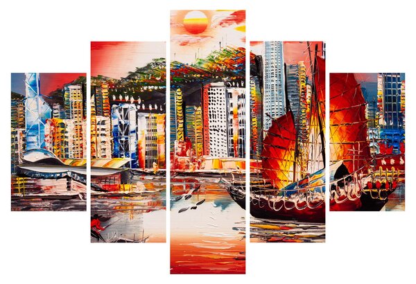 Slika - Victoria Harbour, Hong Kong, oljna slika (150x105 cm)