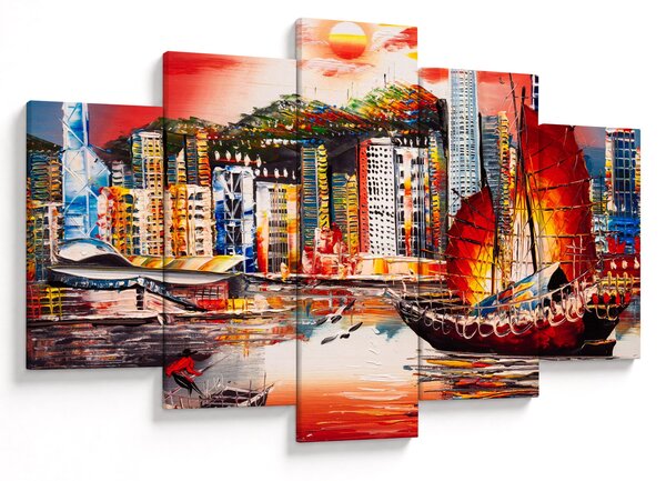 Slika - Victoria Harbour, Hong Kong, oljna slika (150x105 cm)