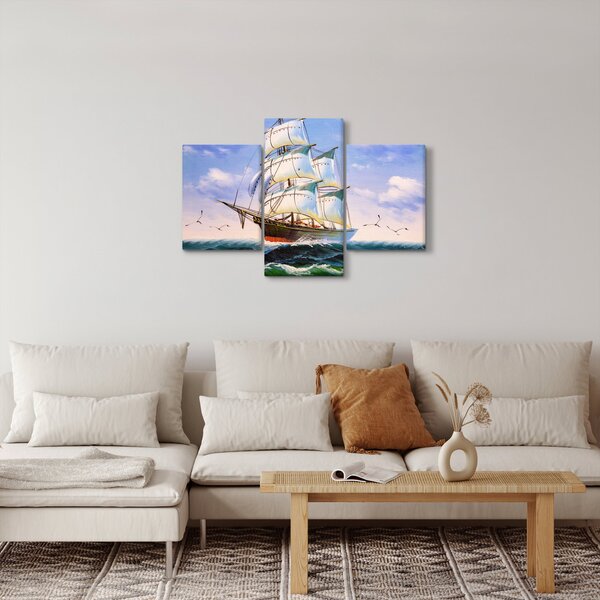 Slika ladje na valovih (90x60 cm)