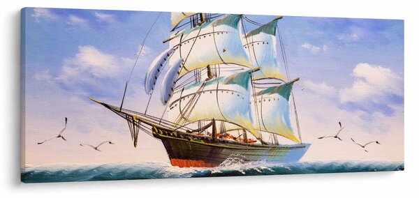 Slika ladje na valovih (120x50 cm)