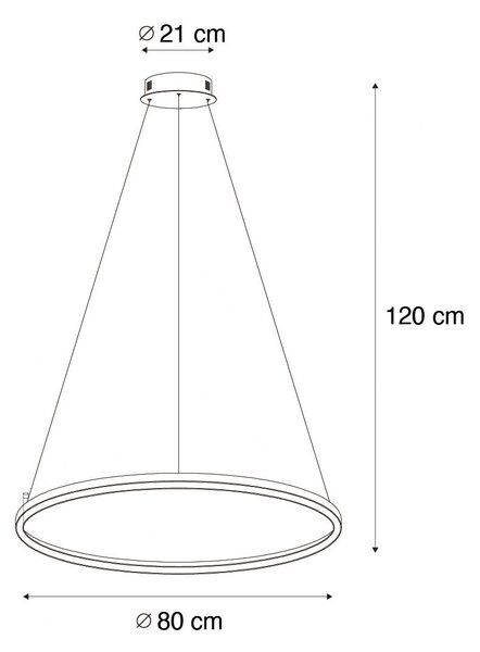 Pametna viseća svjetiljka crna 80 cm s uključenim LED i RGBW - Girello