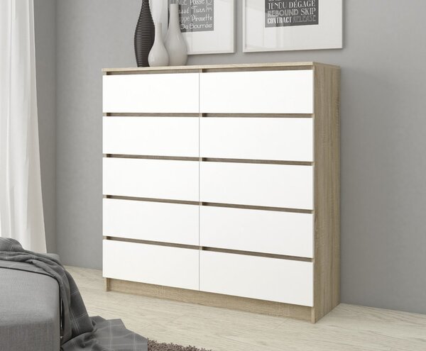 Komoda Kraft 10SZ (hrast sonoma + bijela)