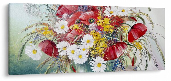 Slika vaze z divjimi rožami (120x50 cm)