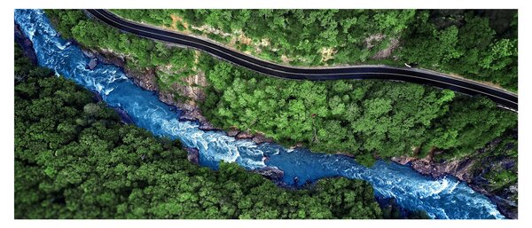 Slika - Reka med gorami, Kavkaz, Rusija (120x50 cm)