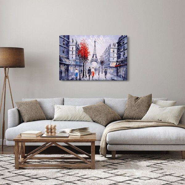 Slika ulice v Parizu, oljna slika (90x60 cm)