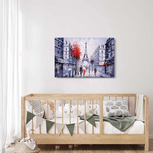 Slika ulice v Parizu, oljna slika (90x60 cm)