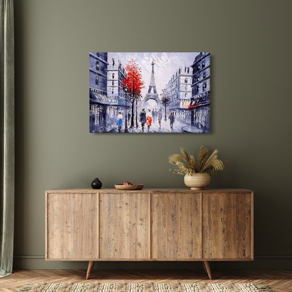 Slika ulice v Parizu, oljna slika (90x60 cm)