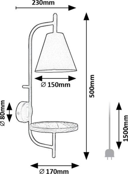 Rabalux 71293 - Zidna lampa s policom AZOME 1xE27/15W/230V bukva