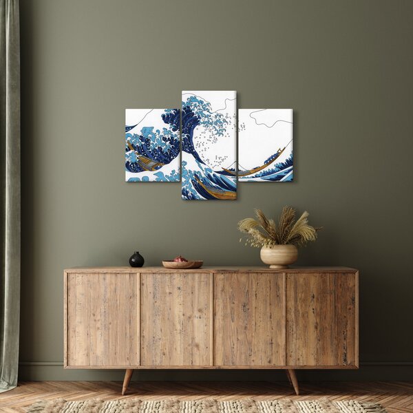 Slika - japonska risba, valovi (90x60 cm)