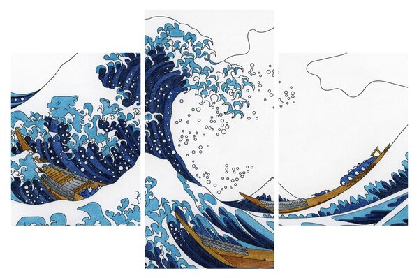 Slika - japonska risba, valovi (90x60 cm)