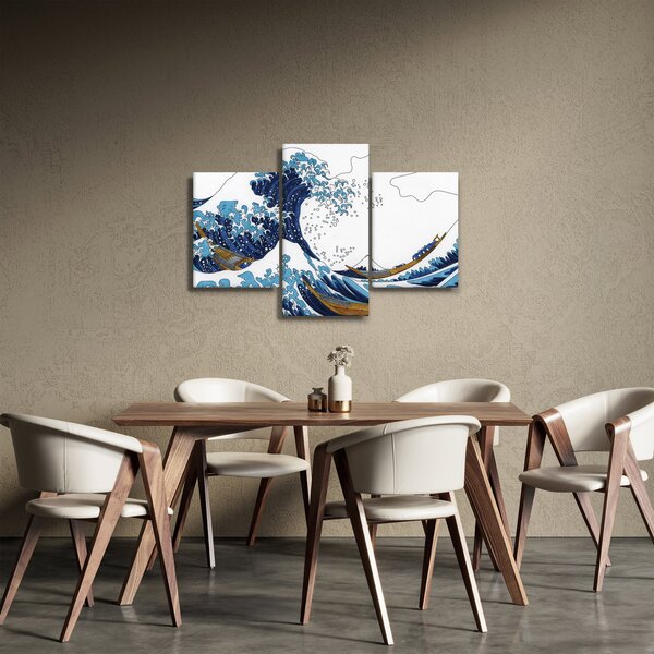 Slika - japonska risba, valovi (90x60 cm)