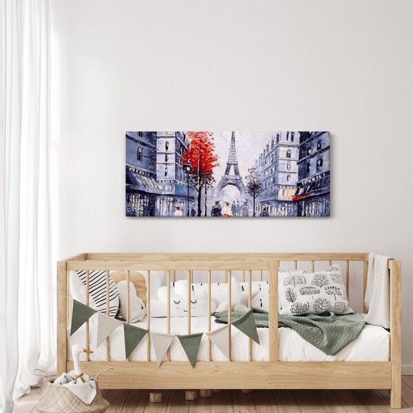 Slika ulice v Parizu, oljna slika (120x50 cm)