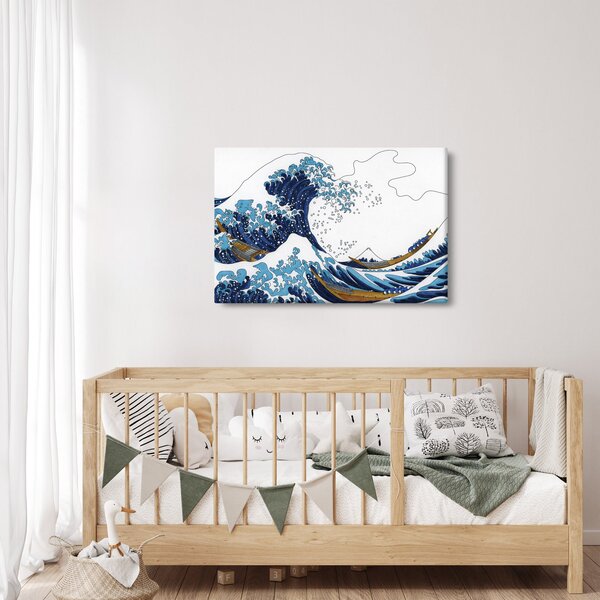 Slika - japonska risba, valovi (90x60 cm)