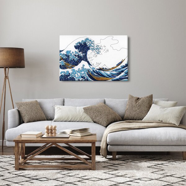 Slika - japonska risba, valovi (90x60 cm)