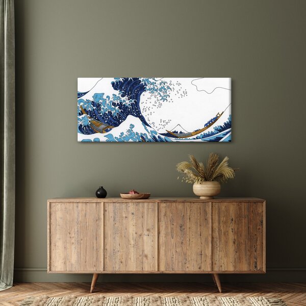 Slika - japonska risba, valovi (120x50 cm)