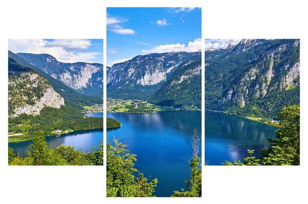 Slika - Hallstattsko jezero, Hallstatt, Avstrija (90x60 cm)