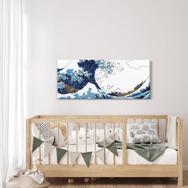 Slika - japonska risba, valovi (120x50 cm)