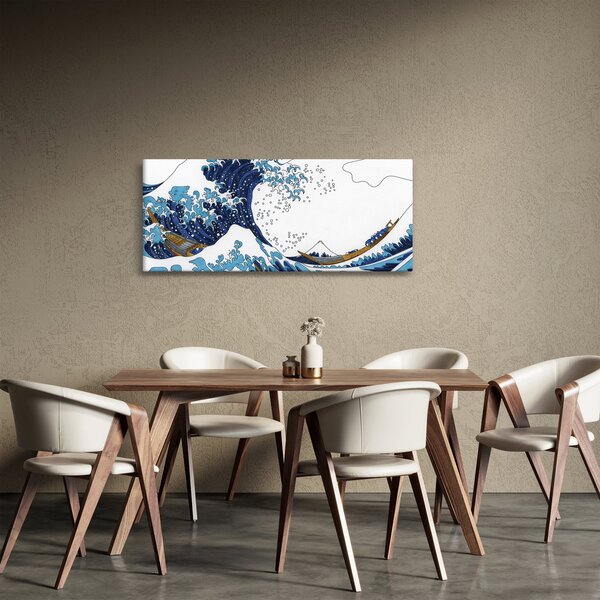 Slika - japonska risba, valovi (120x50 cm)