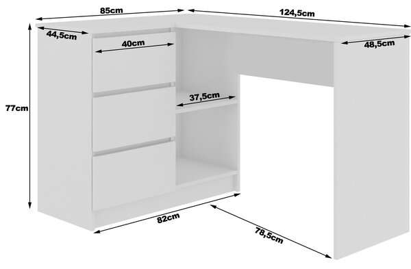 Kutni PC stolić Balcon (hrast craft) (L)