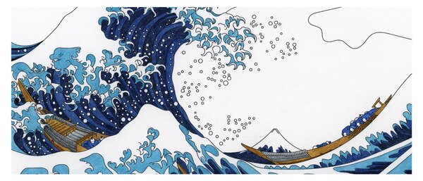 Slika - japonska risba, valovi (120x50 cm)