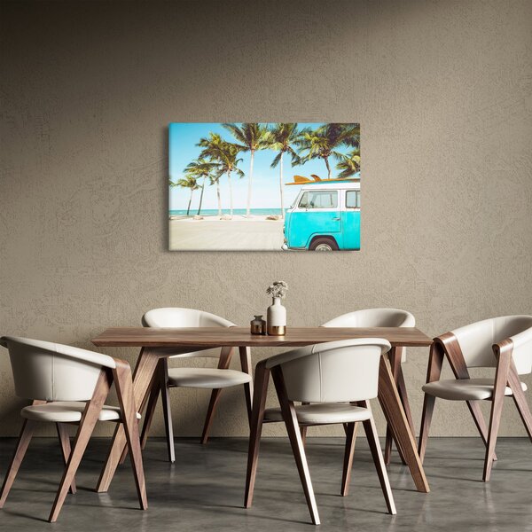 Slika - Starodobni kombi na plaži (90x60 cm)