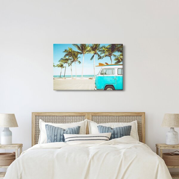 Slika - Starodobni kombi na plaži (90x60 cm)