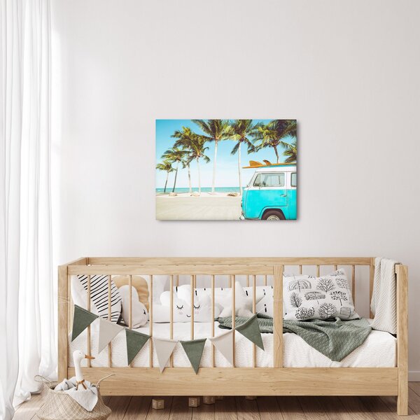 Slika - Starodobni kombi na plaži (70x50 cm)
