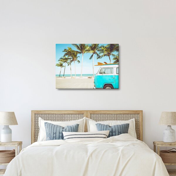 Slika - Starodobni kombi na plaži (70x50 cm)