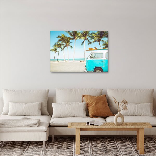 Slika - Starodobni kombi na plaži (70x50 cm)