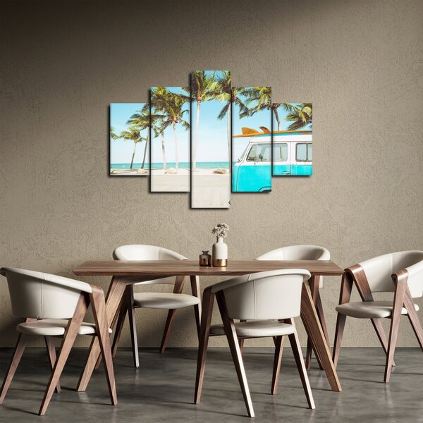 Slika - Starodobni kombi na plaži (150x105 cm)