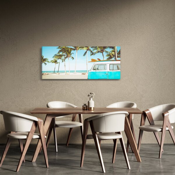 Slika - Starodobni kombi na plaži (120x50 cm)