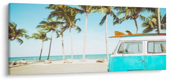Slika - Starodobni kombi na plaži (120x50 cm)