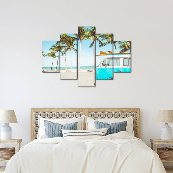 Slika - Starodobni kombi na plaži (150x105 cm)