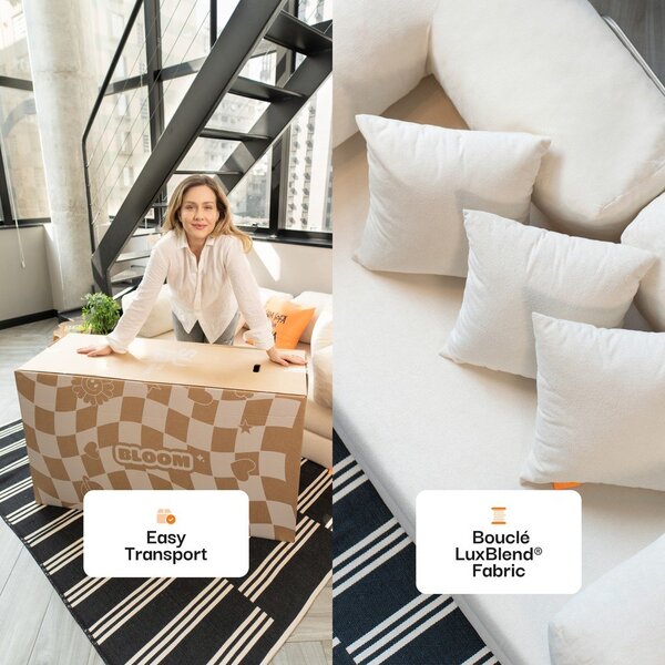 Bež sklopiva sofa od bouclé tkanine 180 cm Bloom – TemaHome