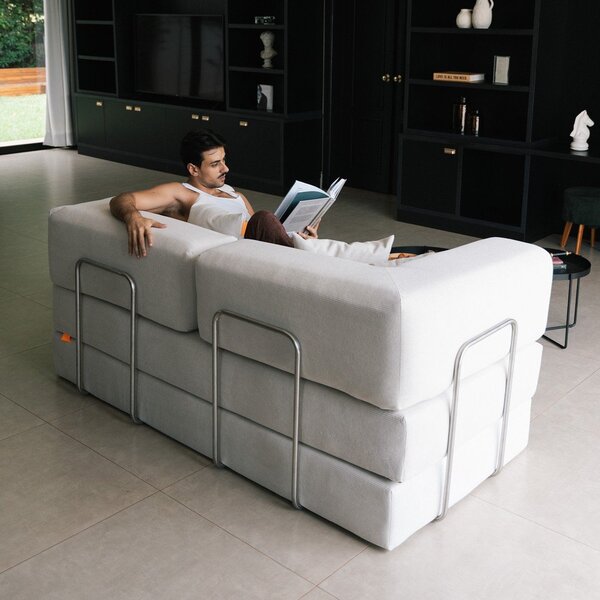 Bež sklopiva sofa od bouclé tkanine 180 cm Bloom – TemaHome