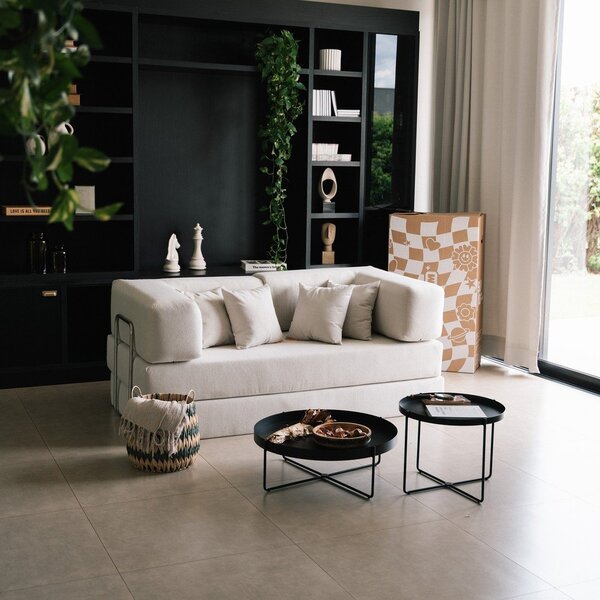 Bež sklopiva sofa od bouclé tkanine 180 cm Bloom – TemaHome
