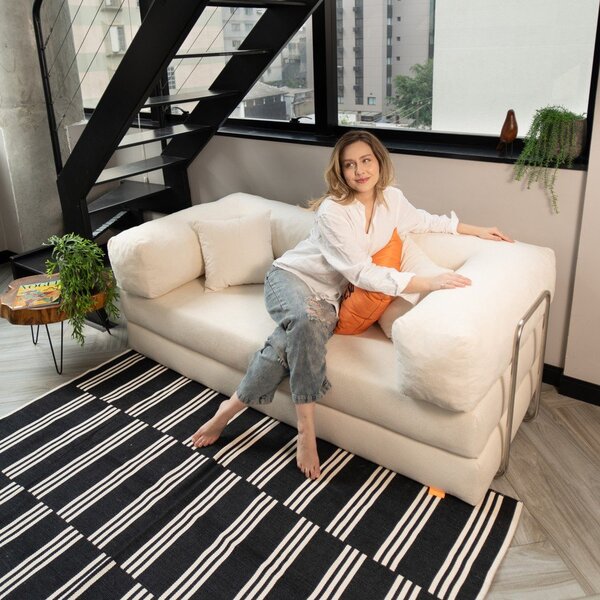 Bež sklopiva sofa od bouclé tkanine 180 cm Bloom – TemaHome