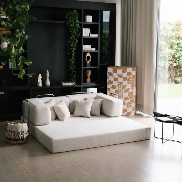 Bež sklopiva sofa od bouclé tkanine 180 cm Bloom – TemaHome