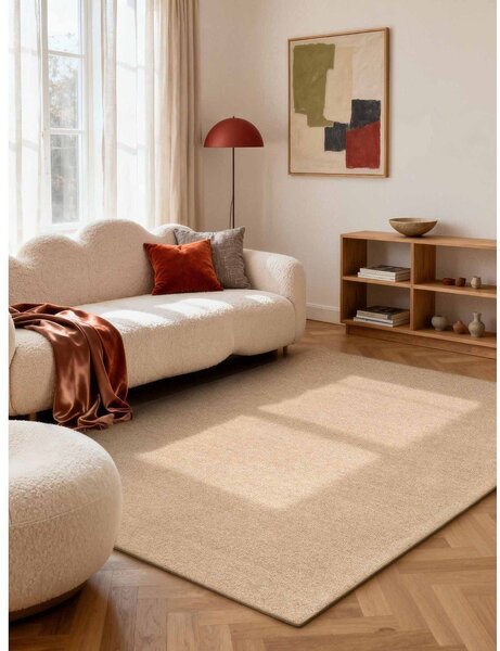 Ručno rađen vunen tepih u prirodnoj boji 140x200 cm Puristic Knots – Elle Decoration