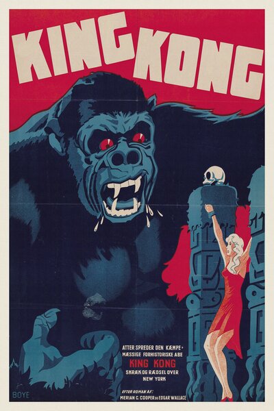 Reprodukcija umjetnosti King Kong (Vintage Cinema / Retro Movie Theatre Poster / Horror & Sci-Fi), (26.7 x 40 cm)