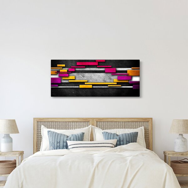 Slika barvite abstrakcije na črnem ozadju (120x50 cm)