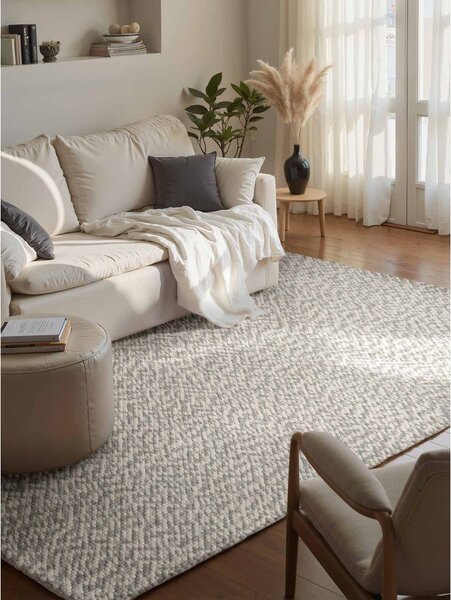 Svijetlo sivi/krem ručno rađen vunen tepih 140x200 cm Lyon Beans – Elle Decoration