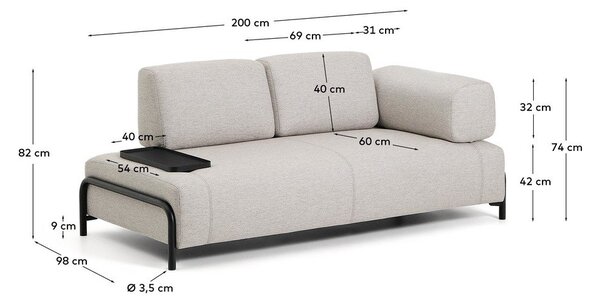 Sivo-bež sofa 200 cm Compo – Kave Home