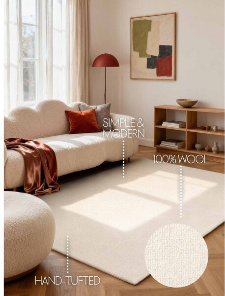 Krem ručno rađen vunen tepih 160x230 cm Puristic Knots – Elle Decoration