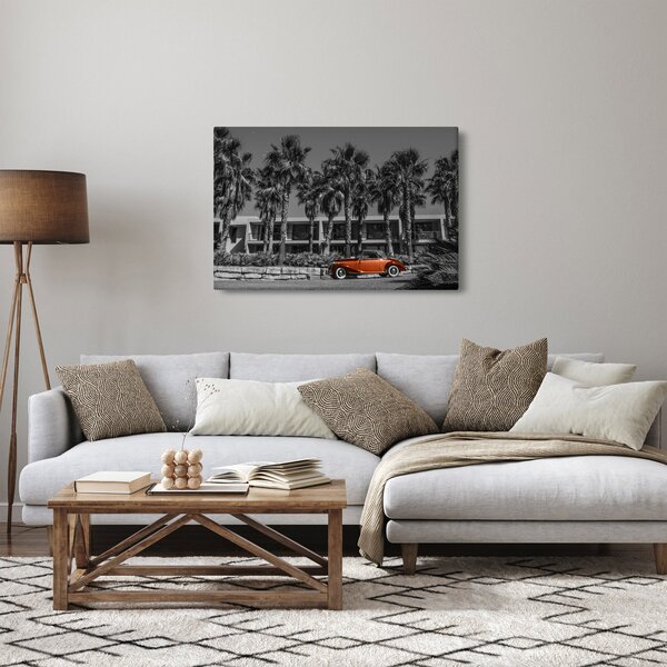 Slika - Retro rdeč avto (90x60 cm)