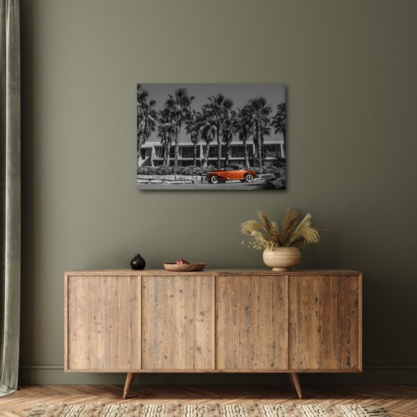 Slika - Retro rdeč avto (70x50 cm)