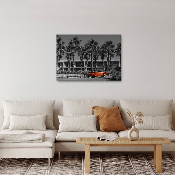 Slika - Retro rdeč avto (70x50 cm)