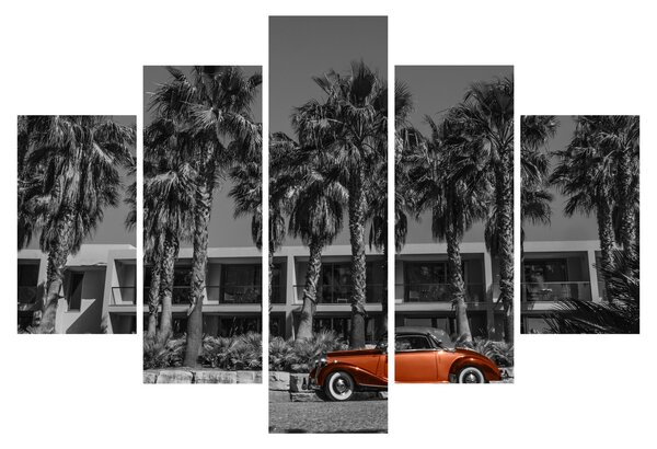 Slika - Retro rdeč avto (150x105 cm)