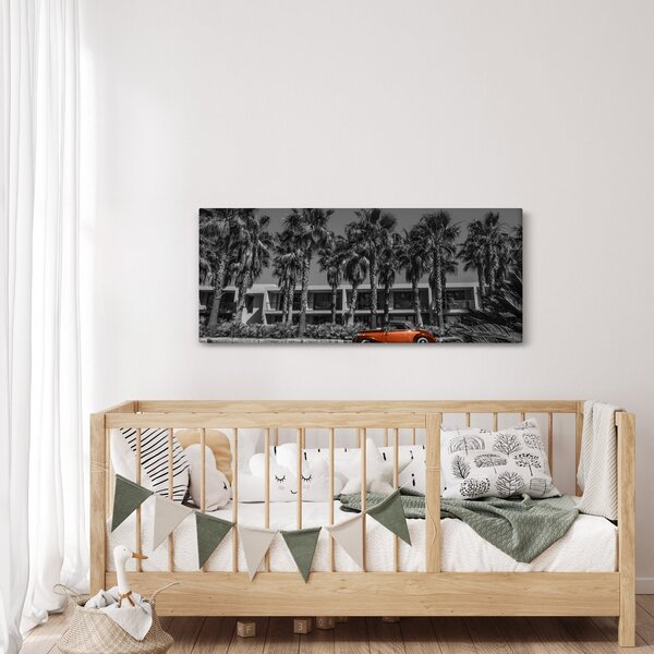 Slika - Retro rdeč avto (120x50 cm)
