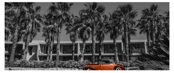 Slika - Retro rdeč avto (120x50 cm)